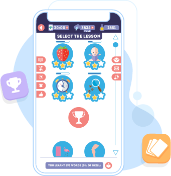 Each level contains four lessons and one exam. After passing the exam, you will unlock a new level, with new lessons and words!