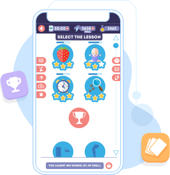 Each level contains four lessons and one exam. After passing the exam, you will unlock a new level, with new lessons and words!